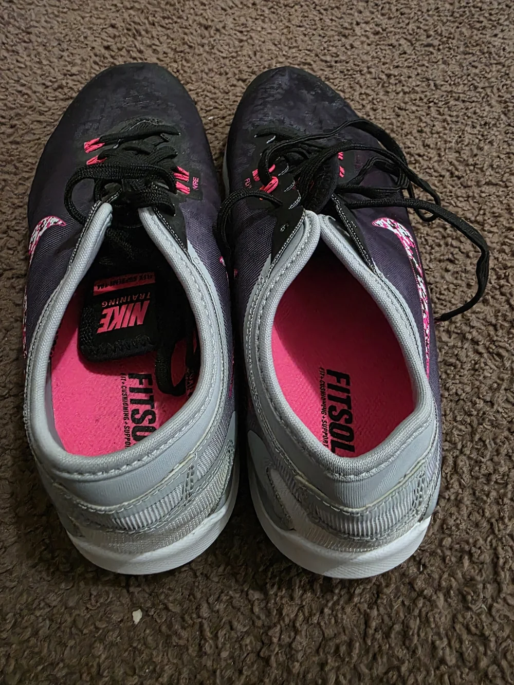 Nike Women’s Black & Pink Running Shoes with Patterned Swoosh